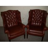TWO WING BACKED CHESTERFIELD STYLE CHAIRS S/D
