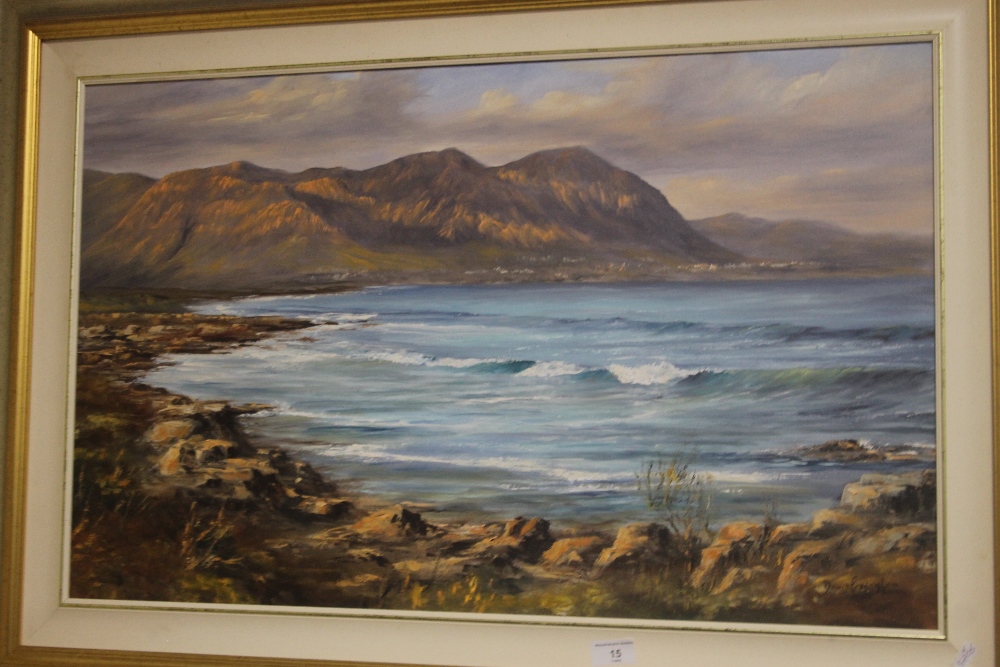 AN OIL ON CANVAS, "CAPE SEASCAPE" BY SOUTH AFRICAN ARTIST DAVID ERRINGTON, 120 X 72 CM - Image 2 of 2