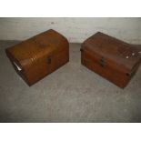 TWO METAL STORAGE TRAVEL TRUNKS