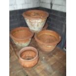 FIVE LARGE TERRACOTTA PLANTERS