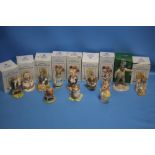 SEVEN BOXED ROYAL ALBERT BEATRIX POTTER FIGURES TOGETHER WITH A BESWICK FARMER FIGURE AND THREE