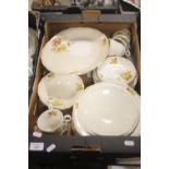 A TRAY OF TEA & DINNERWARE TO INCLUDE BRINDLEY
