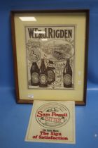 TWO VINTAGE BEER ADVERTISING SIGNS FOR "RIGDEN ALE & STOUT" AND "SAM POWELL BITTER" , LARGEST 55 X