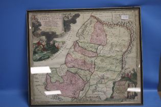 A MAP OF THE HOLY LAND, (JUDEA, PALESTINE) BY JOHANN BAPTIST HOMANN c.1707, 61 x 53 CM INCLUDING