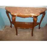 A MARBLE TOPPED CONSOLE TABLE