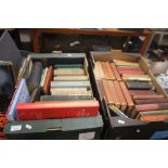 TWO TRAYS OF MISCELLANEOUS BOOKS TO INCLUDE VINTAGE NOVELS, TOPOGRAPHY ETC. (TRAYS NOT INCLUDED)