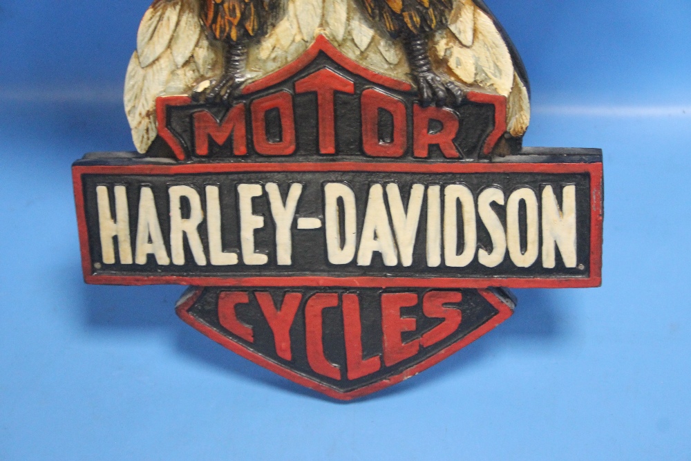 A WOOD AND RESIN HARLEY DAVIDSON EAGLE WALL PLAQUE - Image 2 of 3