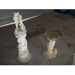 A CONCRETE BIRD BATH AND A PEDESTAL (2)