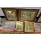 FOUR FRAMED AND GLAZED WATERCOLOURS, COUNTRY WATERFALLS AND WOODLAND SCENE