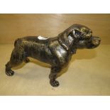 A MODERN CAST METAL FIGURE OF A STAFFORDSHIRE BULL TERRIER - L 31 CM