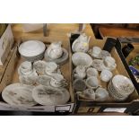 TWO TRAYS OF ORIENTAL EGGSHELL CHINA WITH ORANGE BACK STAMPS