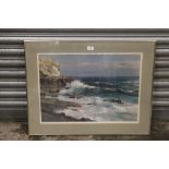 A SIGNED LIMITED EDITION PRINT SEASCAPE WITH FISHERMEN BY DINO, GARAVANO 98/350 - H 44CM BY 60 CM