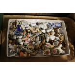 A TRAY OF WADE WHIMSIES, BESWICK LAMB ETC