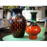 A PAIR OF MID 20TH CENTURY WEST GERMAN POTTERY VASES, TALLEST H 47CM