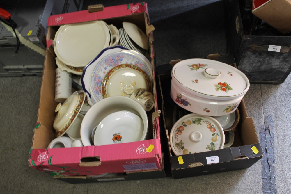 THREE TRAYS OF ASSORTED CERAMICS TO INCLUDE WEDGWOOD