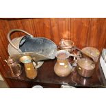 A COLLECTION OF VINTAGE COPPERWARE TO INCLUDE A COAL SCUTTLE (7)