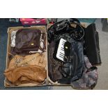 TWO TRAYS OF LADIES HANDBAGS TO INCLUDE LEATHER EXAMPLES