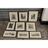 A COLLECTION OF ETCHINGS AND ENGRAVINGS TO INCLUDE A SIGNED VENITIAN SCENE (9)
