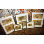 A COLLECTION OF EIGHT RARE FRAMED AND GLAZED MONGOLIAN WATERCOLOURS, MOSTLY SIGNED EXAMPLES, LARGEST
