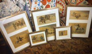 A COLLECTION OF EIGHT RARE FRAMED AND GLAZED MONGOLIAN WATERCOLOURS, MOSTLY SIGNED EXAMPLES, LARGEST