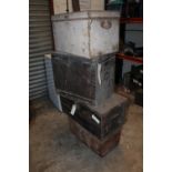 FOUR ASSORTED VINTAGE TIN TRUNKS A/F