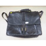 A H & H HIDESIGN BLACK LEATHER SATCHEL