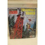 A BOXED VINTAGE PALITOY ACTION MAN TRAINING TOWER WITH ESCAPE SLIDE AND CRANE