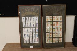 TWO FRAMED AND GLAZED COLLECTIONS OF CASTLE CIGARETTES CIGARETTE CARDS