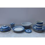 A COLLECTION OF T G GREEN BLUE AND WHITE CORNISHWARE TO INCLUDE A JUG