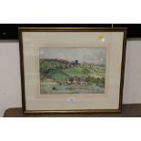 A GILT FRAMED AND GLAZED WATERCOLOUR OF A COUNTRY LANDSCAPE WITH GEESE SIGNED G.DIGBY LOWER LEFT - H