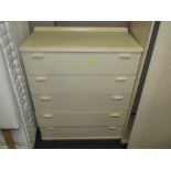 AN M & S LIMED WOOD EFFECT CHEST OF FIVE DRAWERS, W 85 CM, D 46 CM