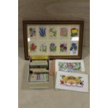 A QUANTITY OF VINTAGE CIGARETTE CARDS TOGETHER WITH SILK EXAMPLES, VINTAGE CHRISTMAS CARDS ETC