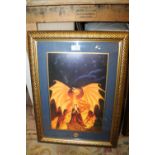 A FRAMED AND GLAZED LIMITED EDITION LITHOGRAPH ENTITLED 'DRAGONFIRE' BY MICHAEL WHELAN FOR THE