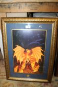 A FRAMED AND GLAZED LIMITED EDITION LITHOGRAPH ENTITLED 'DRAGONFIRE' BY MICHAEL WHELAN FOR THE