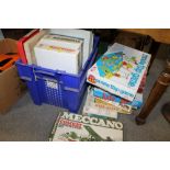 TWO BOXES OF ASSORTED BOARD GAMES ETC - UNCHECKED TO INCLUDE A MECCANO COMBAT SET