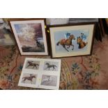 THREE HORSE RACING GLAZED PRINTS TO INCLUDE A LESTER PIGGOTT EXAMPLE - SIGNED TO MOUNT