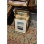 A COLLECTION OF FRAMED AND GLAZED PICTURES TO INCLUDE EXAMPLES BY WALDEMAR WOLINSKI, W STONE ETC