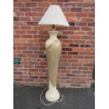 AN ITALIAN STYLE CREAM LAMP STANDARD AND SHADE OVERALL H-161 CM