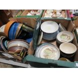 TWO TRAYS OF ASSORTED DENBY STONEWARE DINNERWARE