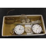 A QUANTITY OF COLLECTABLES, WATCH, SPECTACLES, PENCIL ETC.