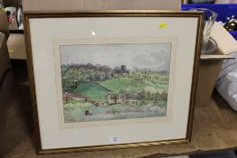 A GILT FRAMED AND GLAZED WATERCOLOUR OF A COUNTRY LANDSCAPE WITH GEESE SIGNED G.DIGBY LOWER LEFT - H