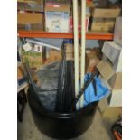 A QUANTITY OF BUILDING RELATED ITEMS TOGETHER WITH A PAIR OF LORRY WHEEL PROTECTORS