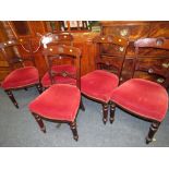 A SET OF FIVE EDWARDIAN MAHOGANY DINING CHAIRS