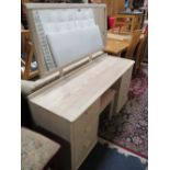 AN M&S LIMED WOOD EFFECT DRESSING TABLE WITH UPHOLSTERED STOOL