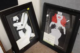 A PAIR OF FRAMED AND GLAZED EROTIC PRINTS BY ROSA MARIA COMPRISING OF 'SEDUCED' 7/25 AND 'LOVERS