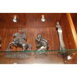 TWO HEREDITIES BRONZE EFFECT FIGURES TOGETHER WITH ANOTHER (3)