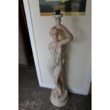 A FEMALE FIGURAL RESIN STANDARD LAMP A/F - ARM MISSING