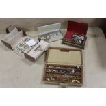 FOUR SMALL JEWELLERY BOXES AND COSTUME JEWELLERY