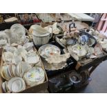 FIVE TRAYS OF ASSORTED CHINA AND CERAMICS TO INCLUDE A LIMOGES LIDDED POT, SPODE, ROYAL GRAFTON