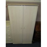 AN M&S LIMED WOOD EFFECT 2 DOOR WARDROBE W-96 D-60 CM